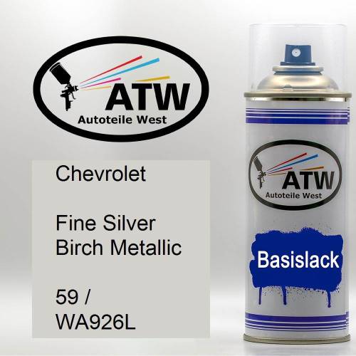 Chevrolet, Fine Silver Birch Metallic, 59 / WA926L: 400ml Sprühdose, von ATW Autoteile West.